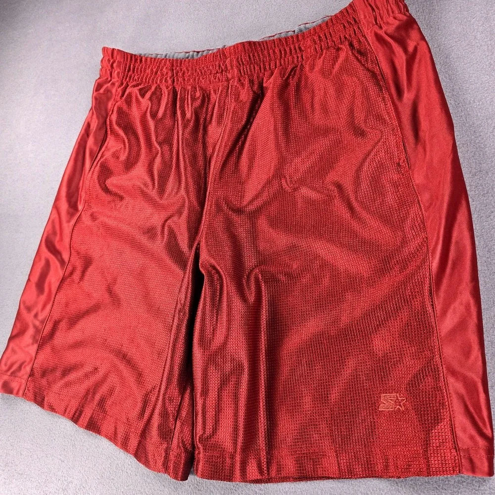 Starter Dazzle Shorts Red XL Basketball Silky Shiny‎ Shimmer Drizzle